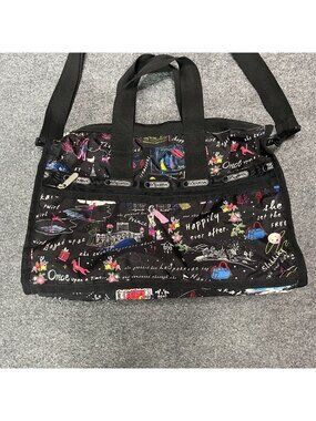 LeSportsac Black Fairy Tale Print Weekender Travel Bag With Adjustable Strap